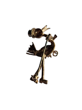 Load image into Gallery viewer, 1940s Stamped Sterling Stork With Top Hat and Bow Tie Brooch
