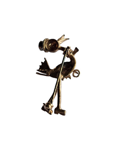 1940s Stamped Sterling Stork With Top Hat and Bow Tie Brooch