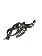 Load image into Gallery viewer, 1930s Art Deco Marcasite Stamped Silver Brooch
