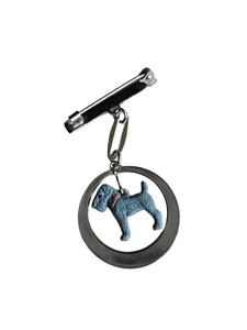 1930s Art Deco Celluloid and Silver Tone Dangly Dog Brooch
