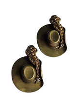 Load image into Gallery viewer, 1940s Brass Hat and Feather Brooch Set
