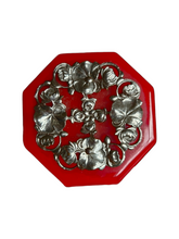 Load image into Gallery viewer, 1940s Red Bakelite and Metal Brooch
