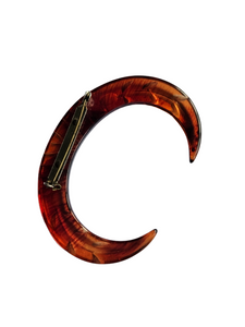 1940s Large Carved Inky Root Beer Bakelite Brooch