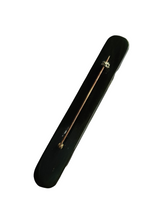 Load image into Gallery viewer, 1940s Dark Green Carved Bakelite Bar Brooch
