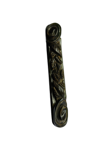 1940s Dark Green Carved Bakelite Bar Brooch