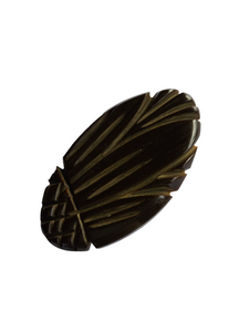 1940s Chocolate Brown Carved Bakelite Brooch