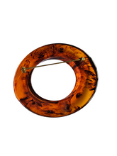 Load image into Gallery viewer, 1940s Huge, Glossy and Chunky Inky Root Beer Bakelite Brooch
