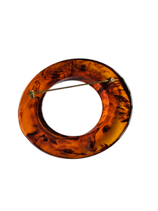 1940s Huge, Glossy and Chunky Inky Root Beer Bakelite Brooch