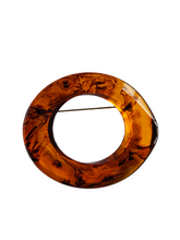 Load image into Gallery viewer, 1940s Huge, Glossy and Chunky Inky Root Beer Bakelite Brooch
