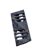 Load image into Gallery viewer, 1940s Marbled Blue Carved Galalith Brooch
