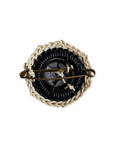 1940s Chunky Black and White Wirework Brooch