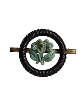 Load image into Gallery viewer, 1940s Black and Duck Egg Blue Make Do and Mend Wirework Brooch
