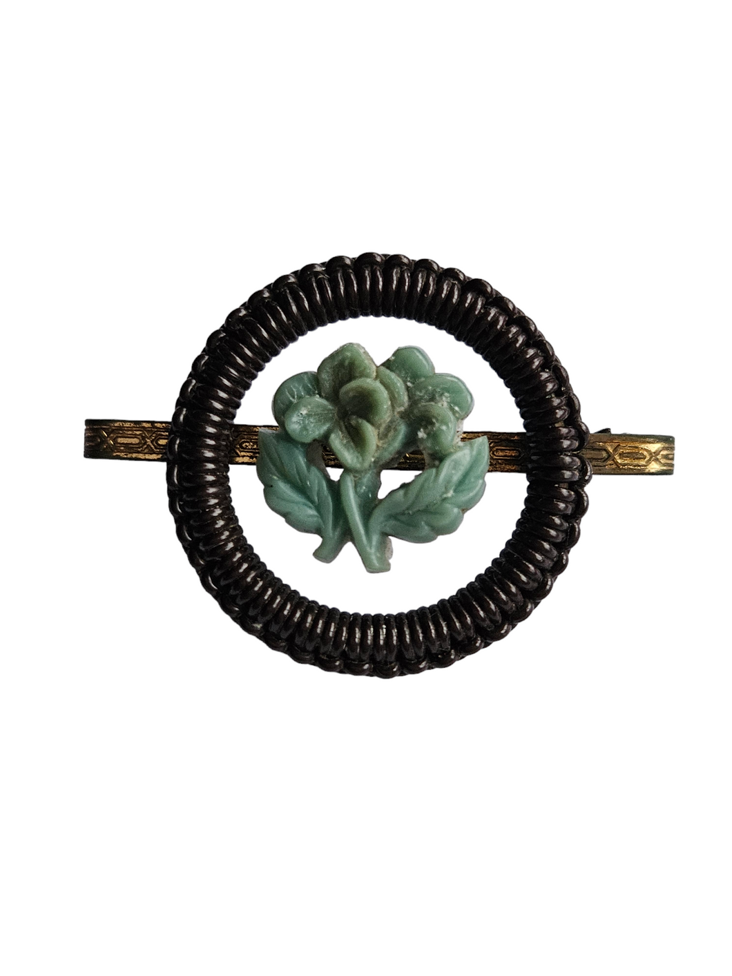 1940s Black and Duck Egg Blue Make Do and Mend Wirework Brooch