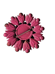 1930s Art Deco Pink and Black Enamel Flower Brooch