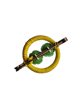 Load image into Gallery viewer, 1940s Green and Yellow Make Do and Mend Wirework Brooch
