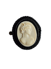 Load image into Gallery viewer, 1940s Black and White Cameo Wirework Brooch
