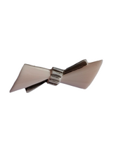 Load image into Gallery viewer, 1930s Czech Pale Pink and Silvered Pressed Glass Bow Brooch
