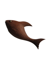 Load image into Gallery viewer, 1940s HUGE Chunky Wood Fish Brooch
