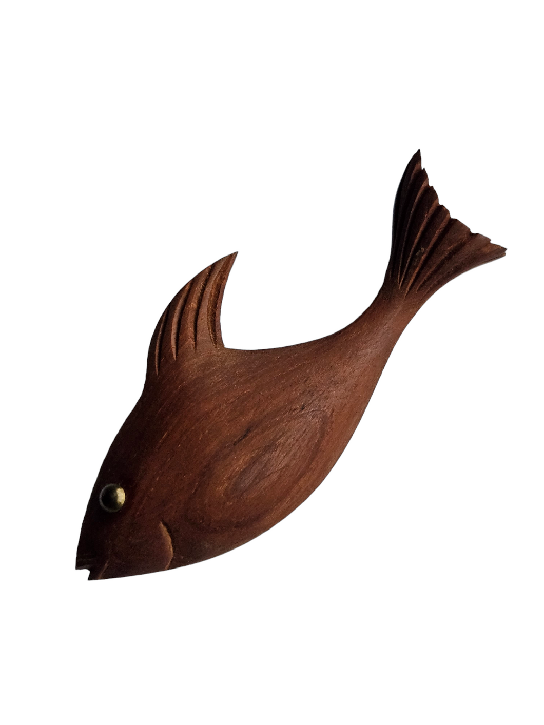 1940s HUGE Chunky Wood Fish Brooch