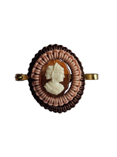 Load image into Gallery viewer, 1940s Brown and Pink Cameo Wirework Brooch
