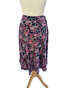 1940s Pink, Pale Blue, White and Navy Blue Butterfly Print Skirt