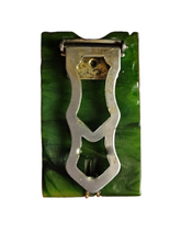 Load image into Gallery viewer, 1940s Chunky Green Bakelite and Metal Dress Clip
