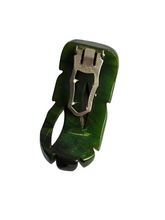 Load image into Gallery viewer, 1940s Marbled Dark Green Bakelite Dress Clip
