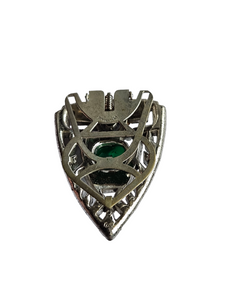 1930s Deco Green Glass Sparkly Diamante Dress Clip