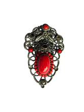 Load image into Gallery viewer, 1930s Czech Filigree Red Glass Dress Clip
