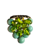 Load image into Gallery viewer, 1930s Art Deco Green Glass Grapes Dress Clip
