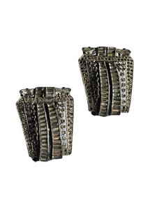 1930s Art Deco Glass, Paste and Filigree Matching Dress Clip Set