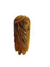 Load image into Gallery viewer, 1940s Green/Orange Chunky Carved Bakelkte Dress Clip
