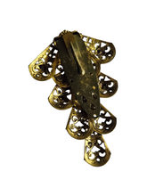 Load image into Gallery viewer, 1930s Czech Gold Tone Filigree Dress Clip With Stones
