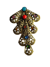 Load image into Gallery viewer, 1930s Czech Gold Tone Filigree Dress Clip With Stones
