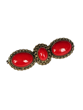 Load image into Gallery viewer, 1930s Czech Red Glass Bar Brooch
