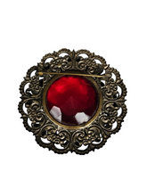 Load image into Gallery viewer, 1930s Czech Huge Red Glass Brooch
