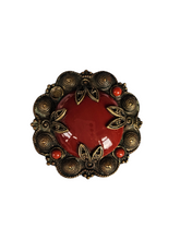 Load image into Gallery viewer, 1930s Czech Red Glass and Metal Brooch
