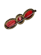Load image into Gallery viewer, 1930s Czech Red Glass Bar Brooch
