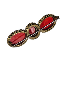 1930s Czech Red Glass Bar Brooch