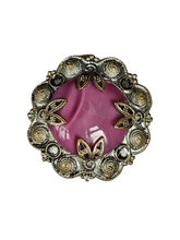 Load image into Gallery viewer, 1930s Czech Pink Glass Filigree Brooch

