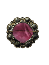 Load image into Gallery viewer, 1930s Czech Pink Glass Filigree Brooch
