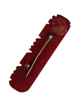 Load image into Gallery viewer, 1940s Carved Red Bakelite Bar Brooch
