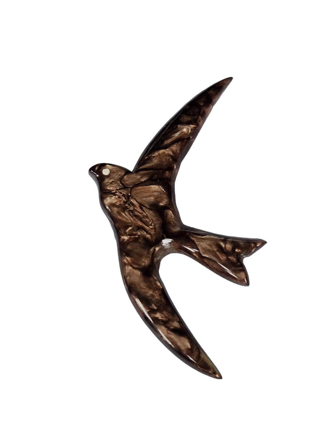 1940s Marbled Brown Galalith Bird Brooch