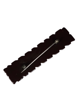 Load image into Gallery viewer, 1940s Chocolate Brown Carved Bakelite Bar Brooch
