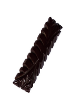Load image into Gallery viewer, 1940s Chocolate Brown Carved Bakelite Bar Brooch
