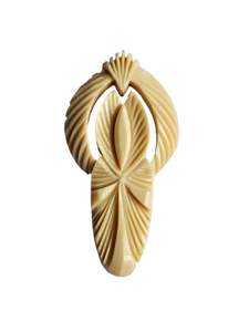1930s Large Cream Carved Galalith Dress Clip