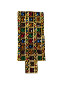 1930s Gold Tone Multicoloured Glass Dress Clip