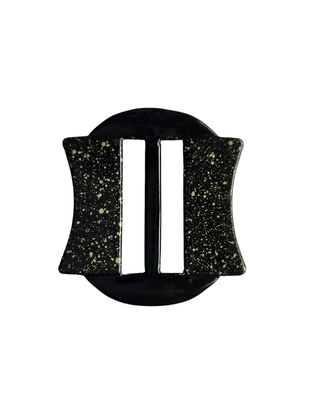 1930s Deco Black Speckled Celluloid Buckle