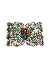 Load image into Gallery viewer, 1930s Enamel Flower and Filigree Buckle
