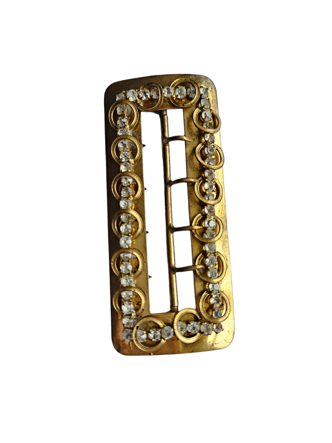 Victorian/Edwardian HUGE Gold Tone Glass Buckle